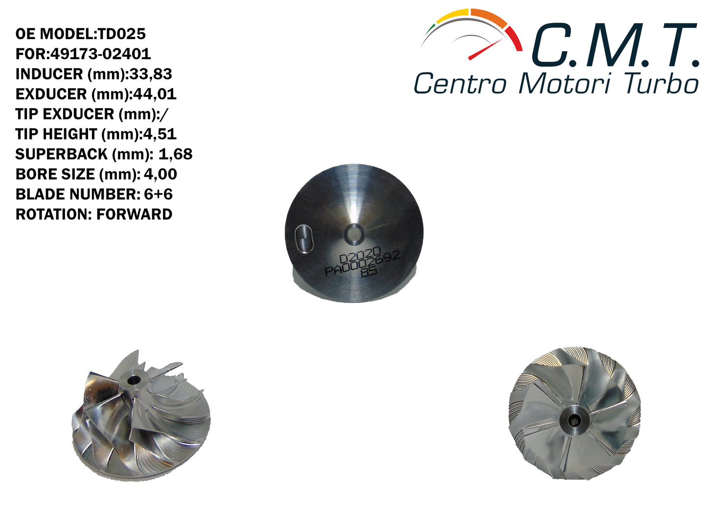 Girante Compressore in Avional D202