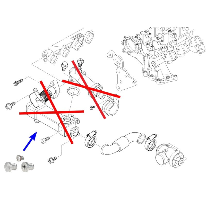 KIT DI ELIMINAZIONE RIMOZIONE RADIATORE E TERMOSTATO EGR PER MOTORI DIESEL BMW M47N2 M57N2