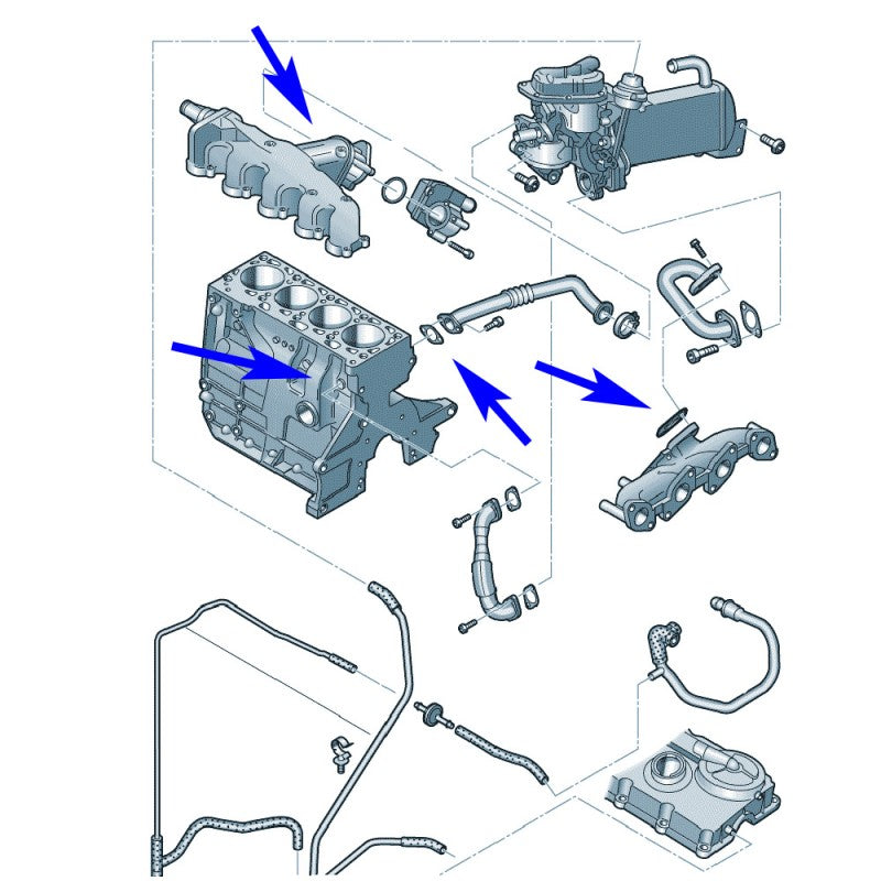 Kit de placas de metal EGR de 4 mm con juntas para motores diesel 2.0 TDI Common Rail - Audi, VW, asiento