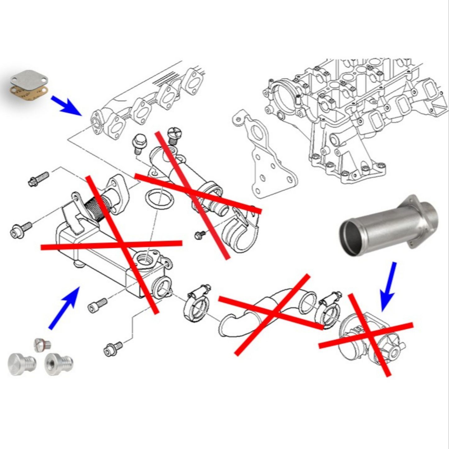 Kit di eliminazione della valvola EGR per BMW con motori 2.0 D M47 M47N M47N2 3.0 D M57 M57N M57N2