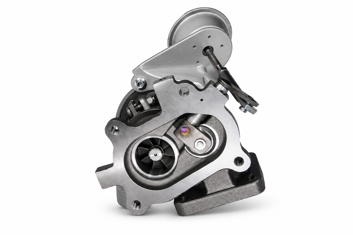 Turbina Maggiorata IHI RHF3 VL38 con attuatore color metallo - vista posteriore