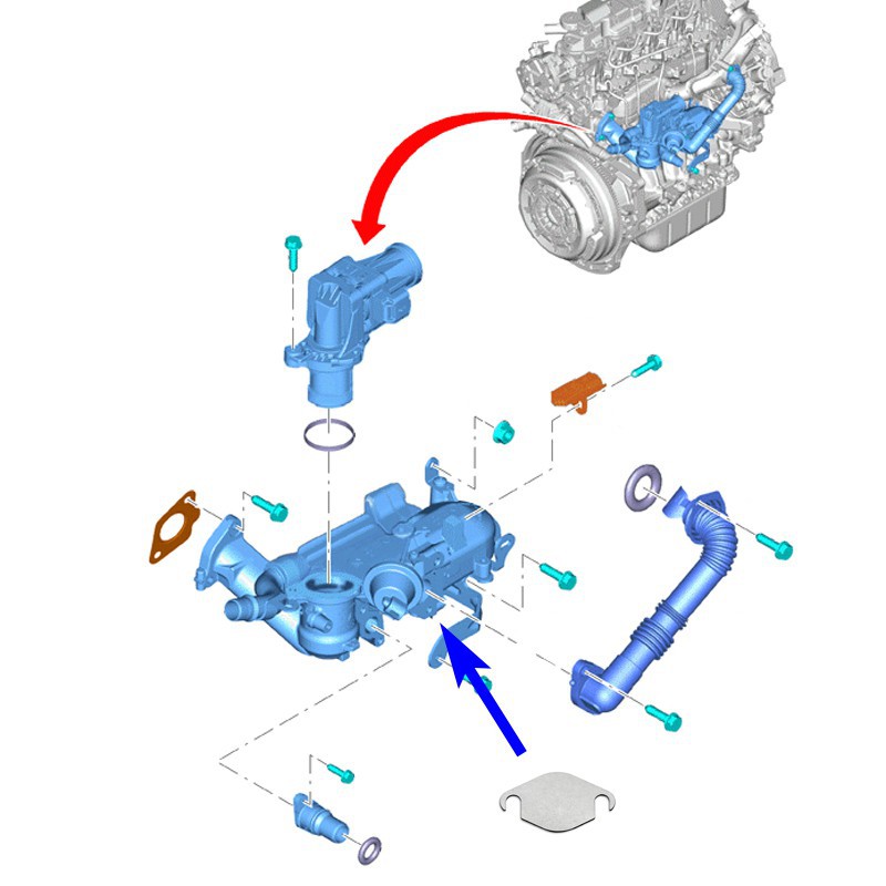 Piastra di chiusura della valvola EGR per Citroen Peugeot Fiat Ford Volvo Mitsubishi con motori 1.4 1.5 1.6 TDCi HDi
