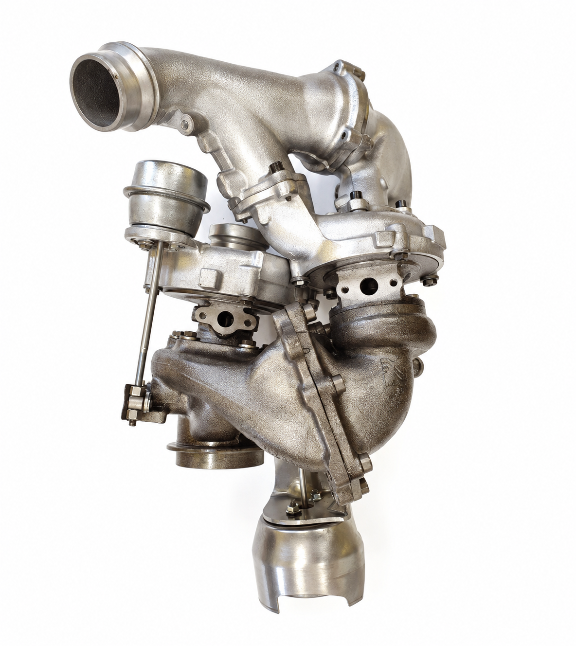 Gruppo biturbo BORGWARNER 10009700167 – vista 5. Immagine illustrativa ritoccata da fotografia; non documenta una lavorazione CMT.