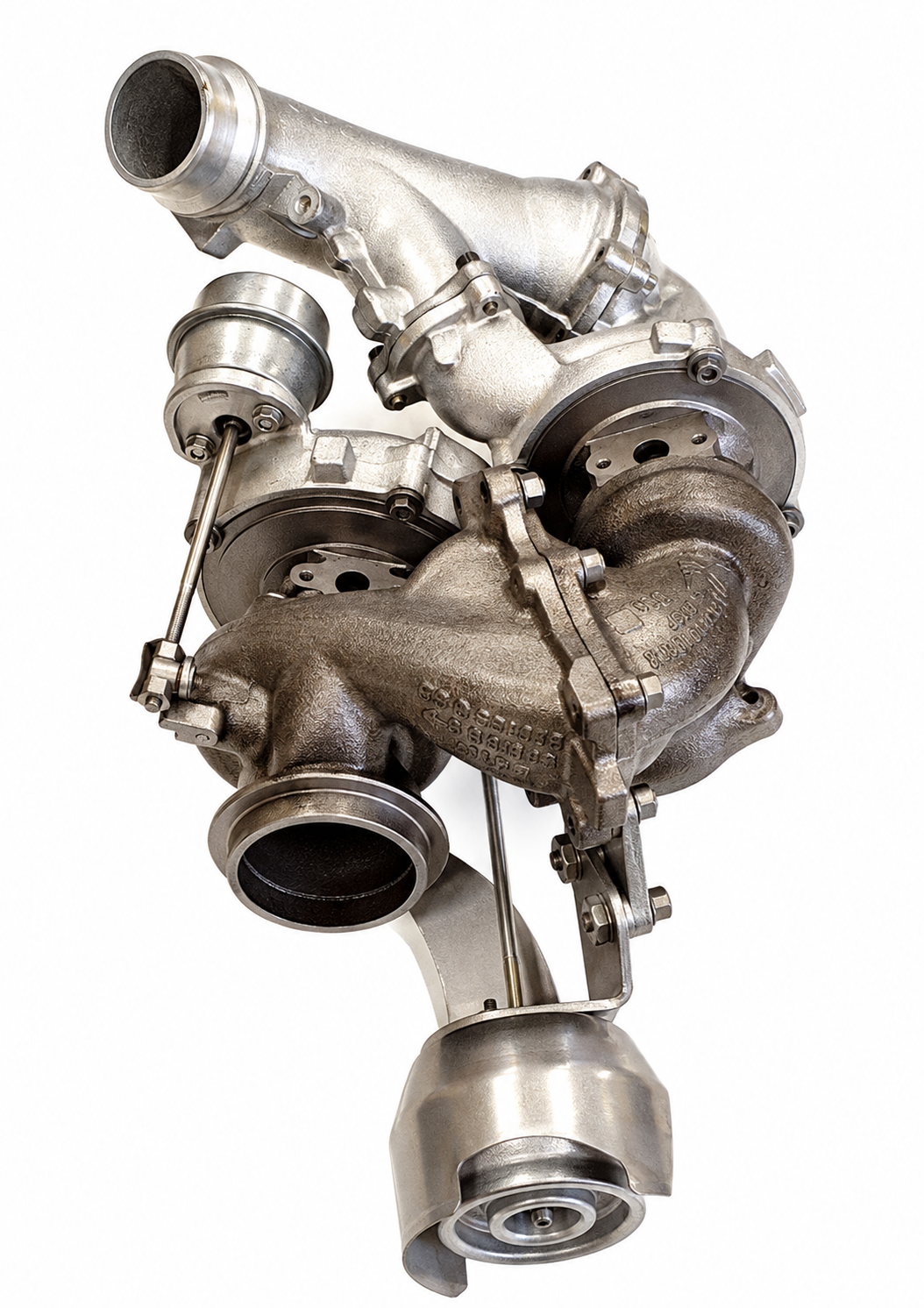 Gruppo biturbo BORGWARNER 10009700167 – vista 6. Immagine illustrativa ritoccata da fotografia; non documenta una lavorazione CMT.