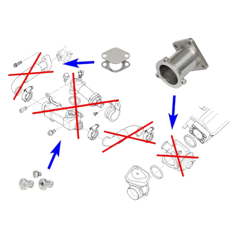 Kit di rimozione e eliminazione EGR, piastra di chiusura per BMW con motori 2.0 2.5 3.0 D M47N2 M57N2