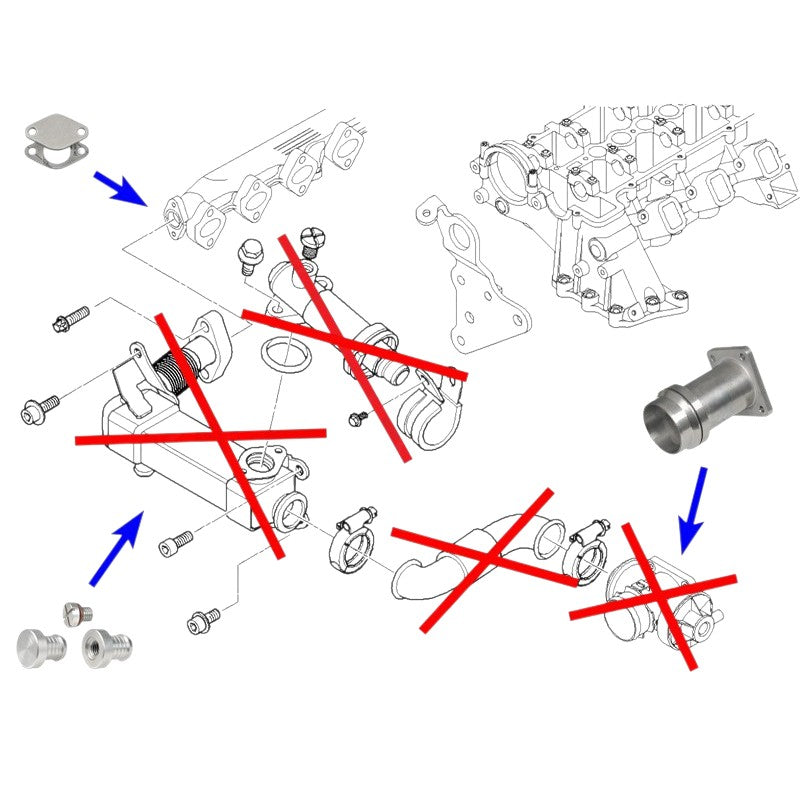 Kit di rimozione e eliminazione EGR, piastra di bypass per BMW con motori 3.0 D M57N