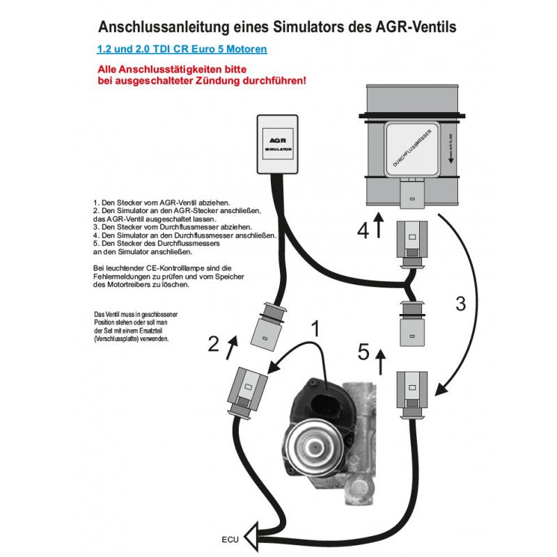 Emulatore simulatore valvola EGR per VW Audi Skoda Seat con motori 2.0 TDI CR II Euro 5