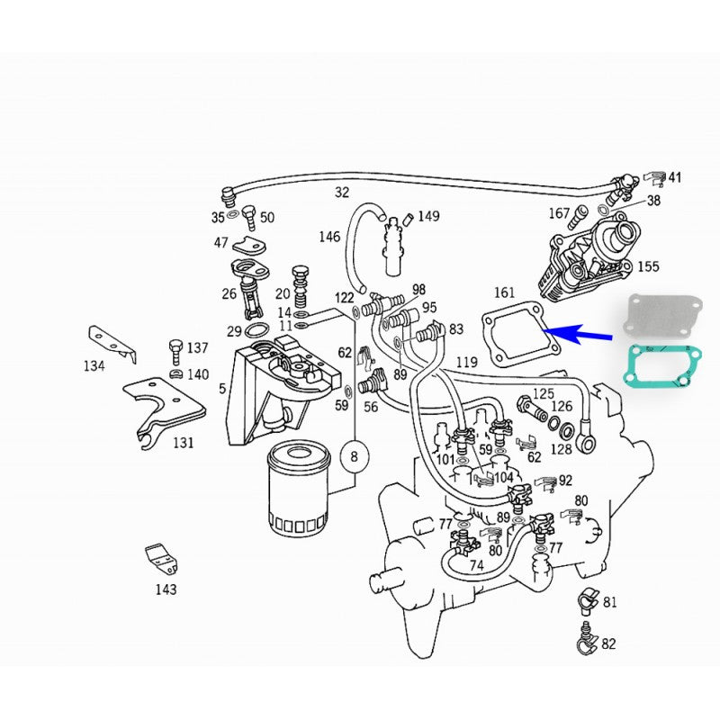 Piastra di chiusura del riscaldatore del carburante per Mercedes-Benz con motori diesel 2.5 OM 605 e 3.0 OM 606