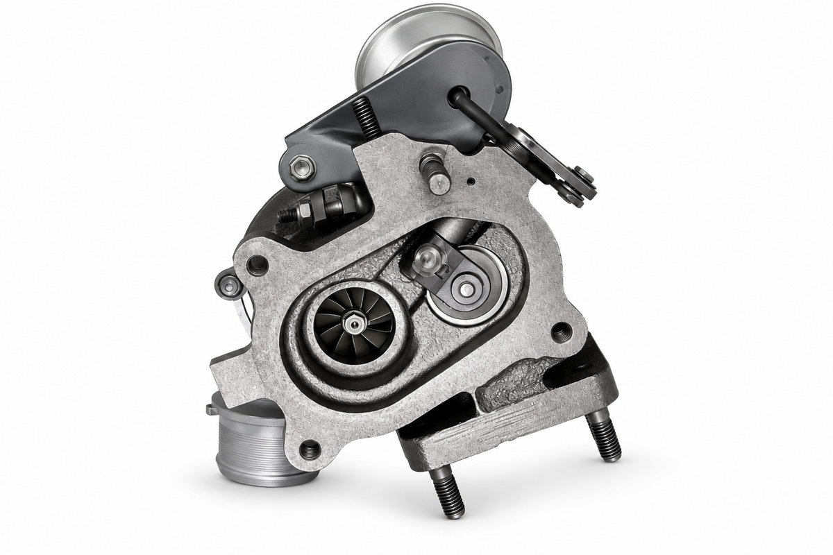 Turbina Maggiorata IHI RHF3 VL38 con attuatore color metallo - vista posteriore