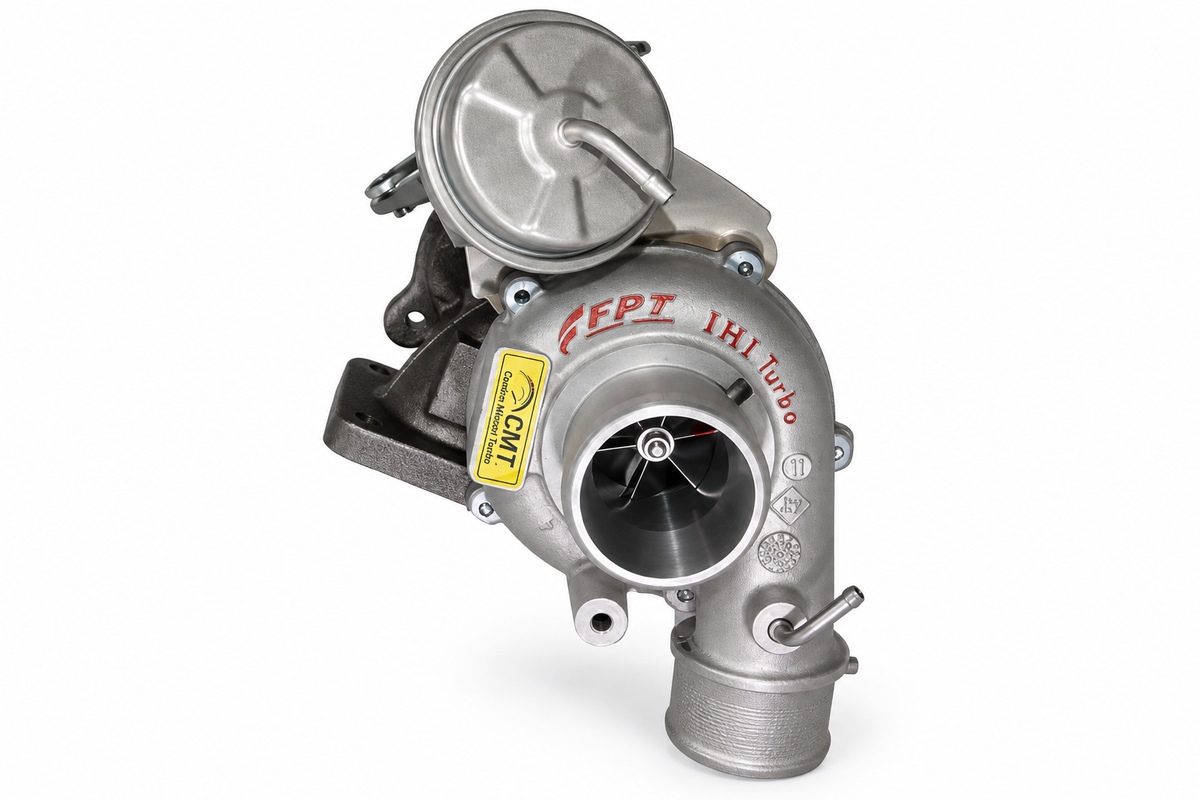 Turbina Maggiorata IHI RHF3 VL38 con attuatore color metallo - vista frontale